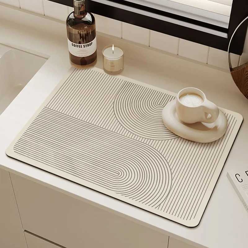 Antiskid Kitchen Absorbent Draining Mat Super Absorbent Draining Coffee Dish Drying Mat Quick Dry Bathroom Drain Pad-S/L Size Y251201
