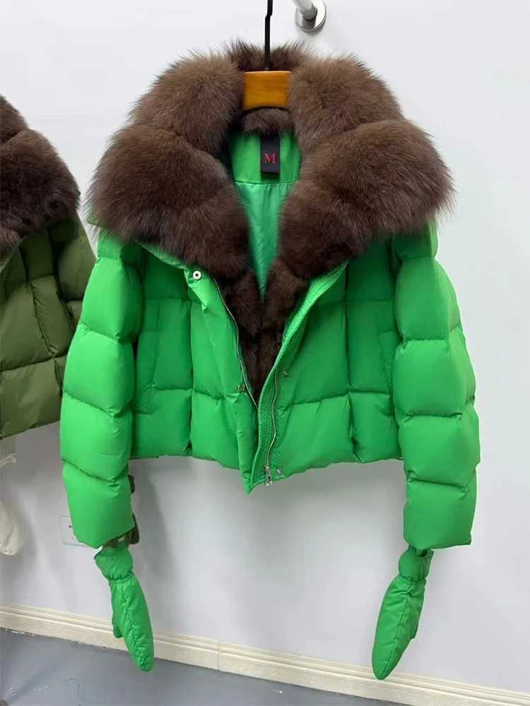 Down Jacket 2025 Luxury Huge Natural Fox Fur Collar Goose Down Jacket Women Casual Warm Puffer Jacket Down Coat Parka OutwearT251201