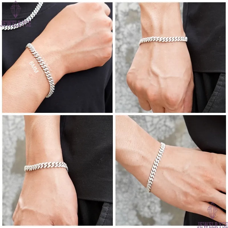 pendant necklaces fine jewelry 8mm moissanite necklace set cuban link chain sterling sier women men chain miami cubanlink