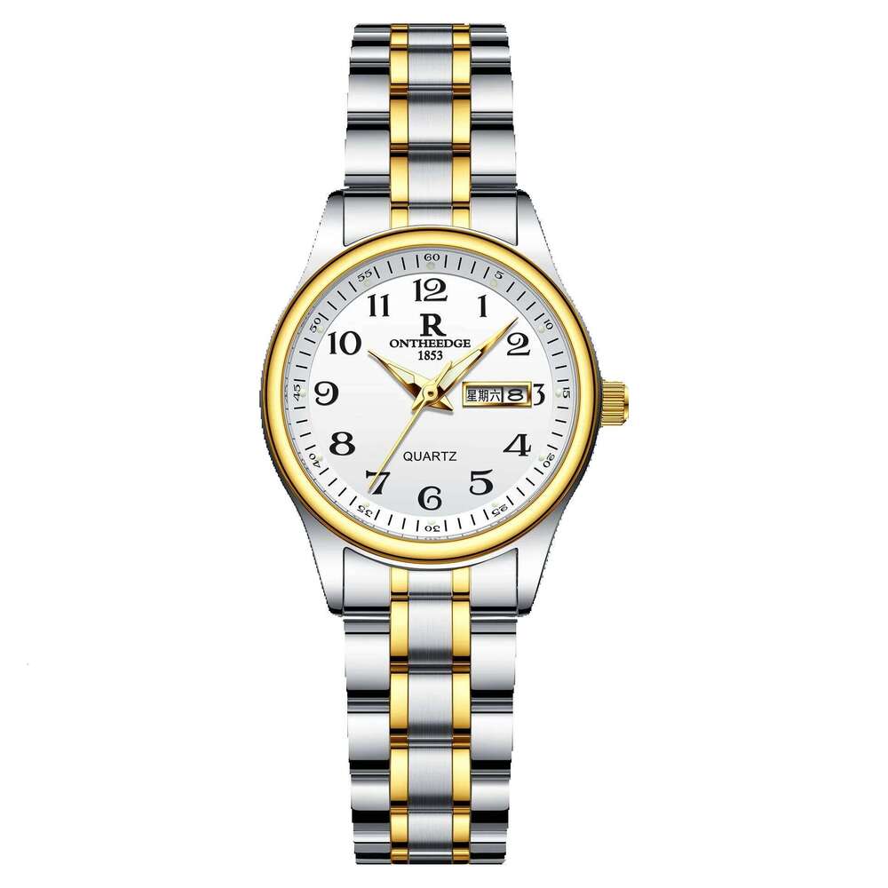 Gold Waterproof Luminous Dial Large Numbers Quartz Watch