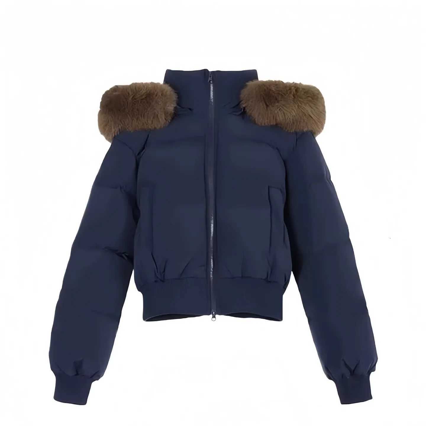 Big fur collar warm short down cotton jacket for women in winter 2025 slim fit waist cinching slimming temperament cotton jaT251201