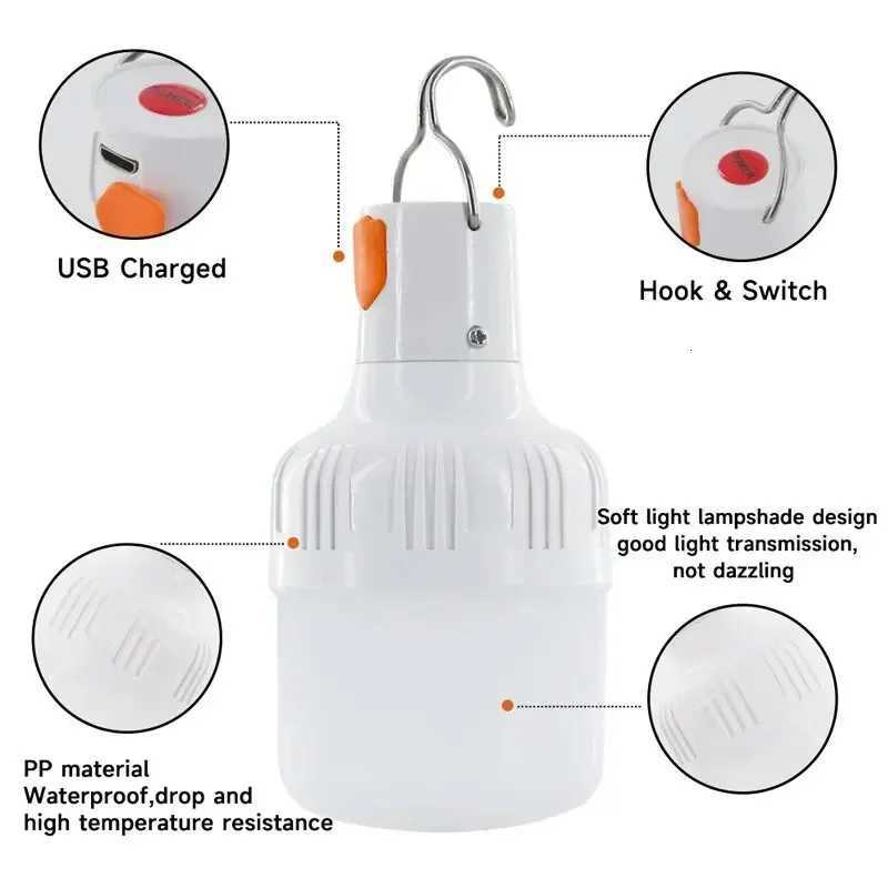 100W USB Rechargeable LED Bulbs Portable High Brightness Outdoor Camping Fishing Hanging Tent Lantern Emergency Night Lights M251201
