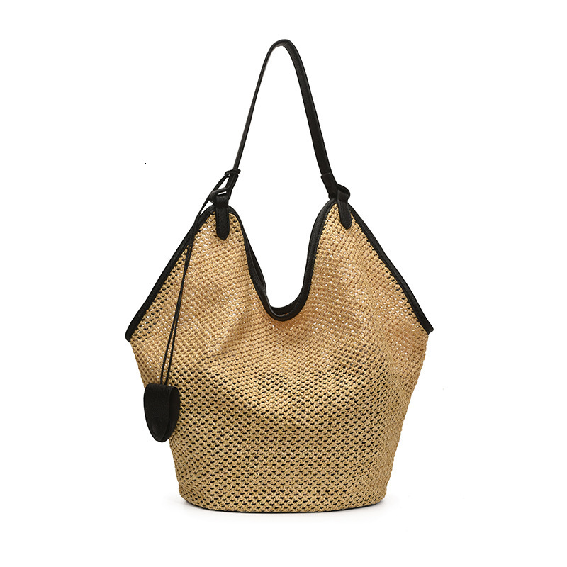 Summer New Woven Straw for Women Fashion Korean Niche Single Shoulder Bucket Beach Bag