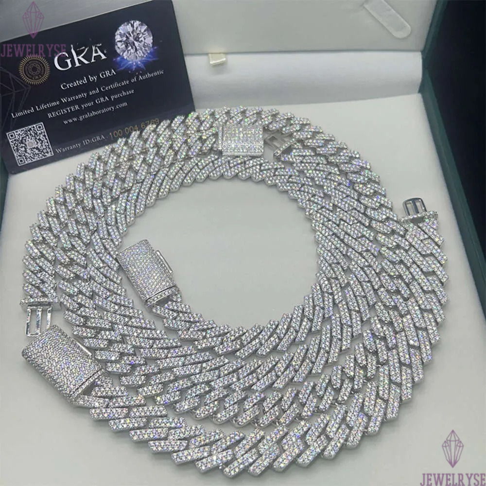 Mossanite 8mm 10mm 12mm Dropshipping Gold Plated Sier Hip Hop Iced Out Moissanite Cuban k Chain Jewelry