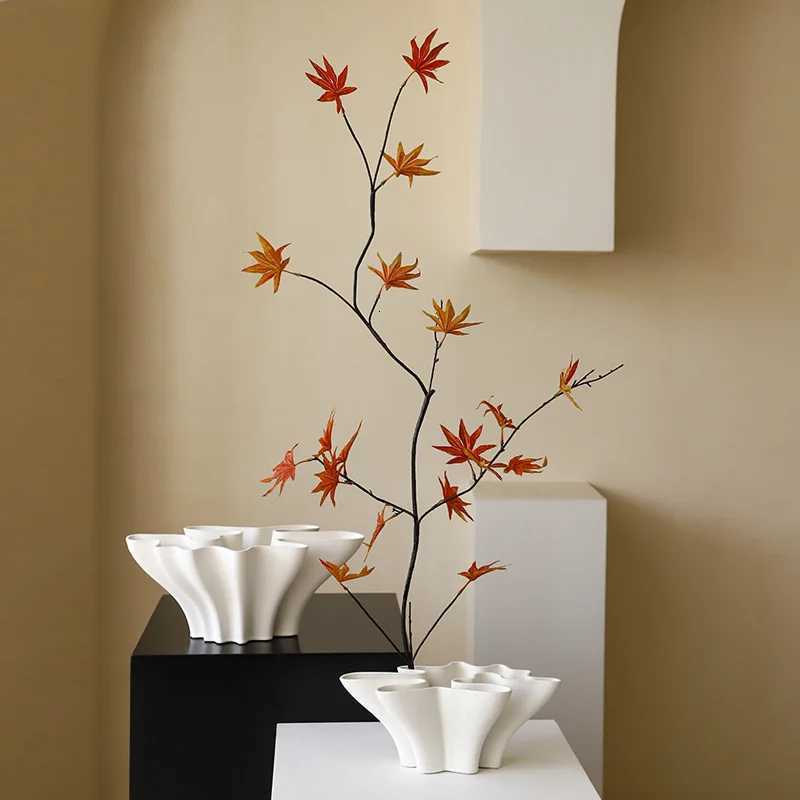 Ceramic Vase Geetric Flower Shape Irregar Flowerpot Abstract Handicrafts Arrangement Accessories He Decoration Y251201