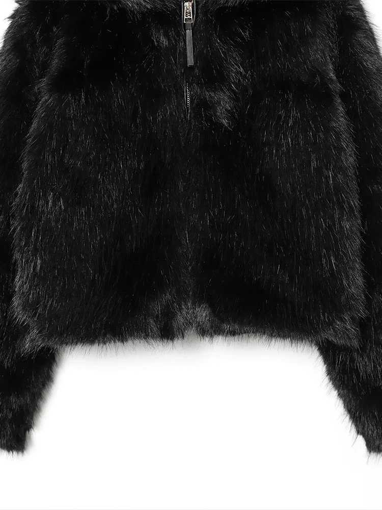 European and American style 2025 winter new arrivals womens clothing fashionable and versatile hooded faux fur jacketT251201