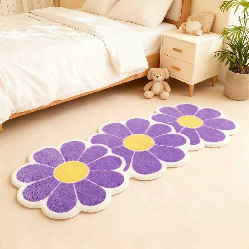 Flower Pattern Carpets for Living Ro Irregar Shape Bedro Decor Plush Carpet Thick Bedside Floor Mat Fluffy Soft Lounge Rug H251129