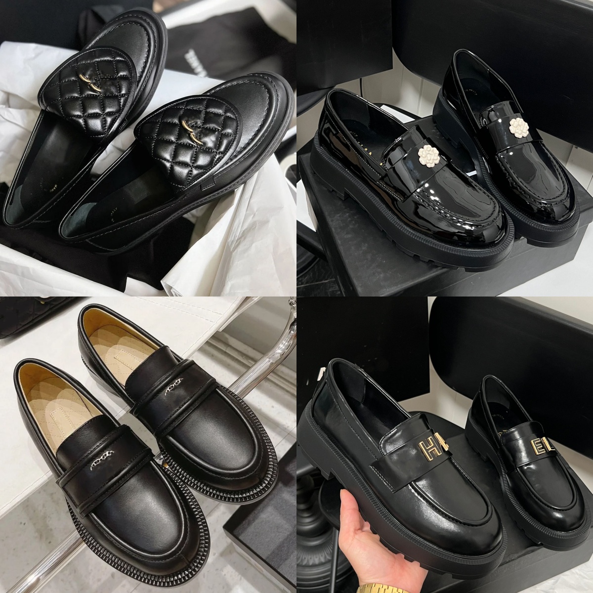 Designer Women Linger Loafers Slip On Leather Platform Sole Black White Formal Work Shoes Comfortable Office Fashion Size 34-40 AAAAA quality