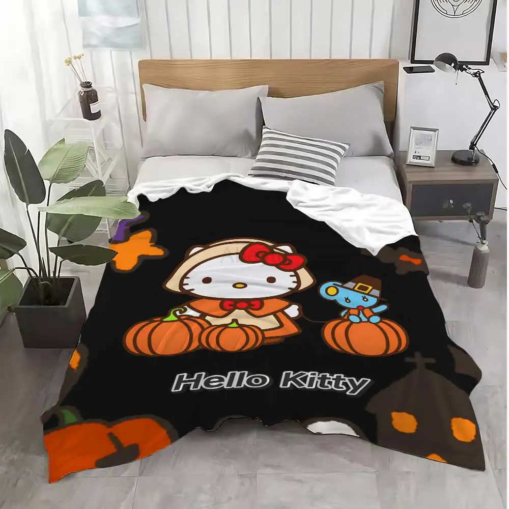 Sanrio Kawaii Hellos Cat Bedspread on the Bed Knee Blanket for Living Room Bedroom Decoration Decorative Sofa Blankets Home Throw Anime H251201