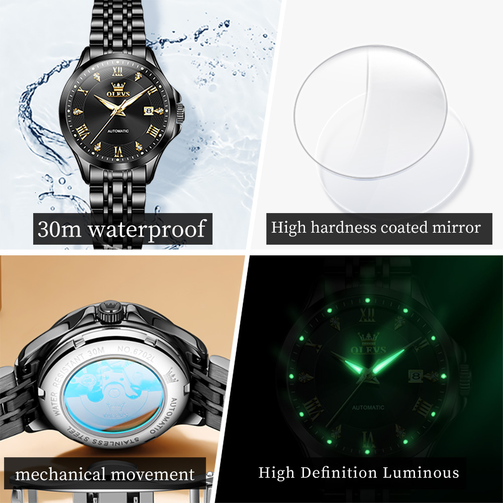 OLEVS Designer Women's Business Watch Luxury Fashion Night Light Mechanical Watch Waterproof Dual Calendar Outdoor Sports Watch Free Shipping Who