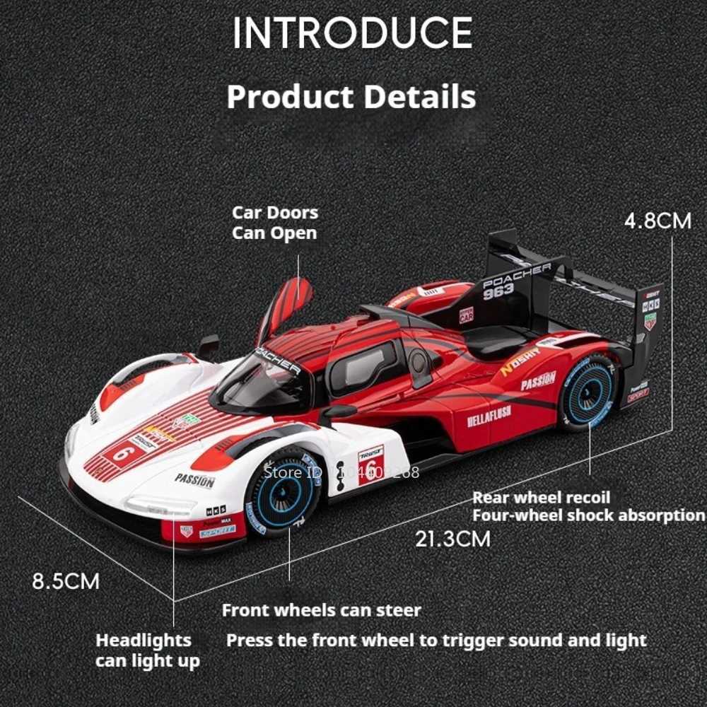 122 Scale Alloy 963 300SL Car Model Toy Wheel Steering Shock Absorption Sound Light Sports Cars Models for Kids Edutainment J251129