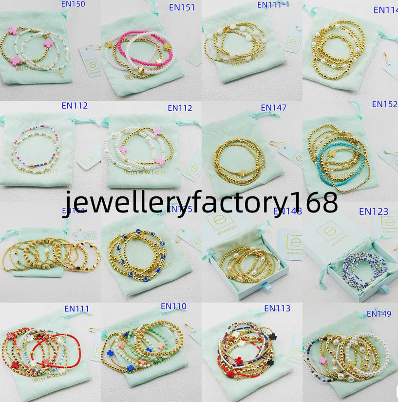 High Quality Enewton Brand Jewelry Cross Pearl Bracelets Bangles Colorful Beads Real Gold Filled Bracelet Bangle Cuff Brand Birthday Gift ENZ12