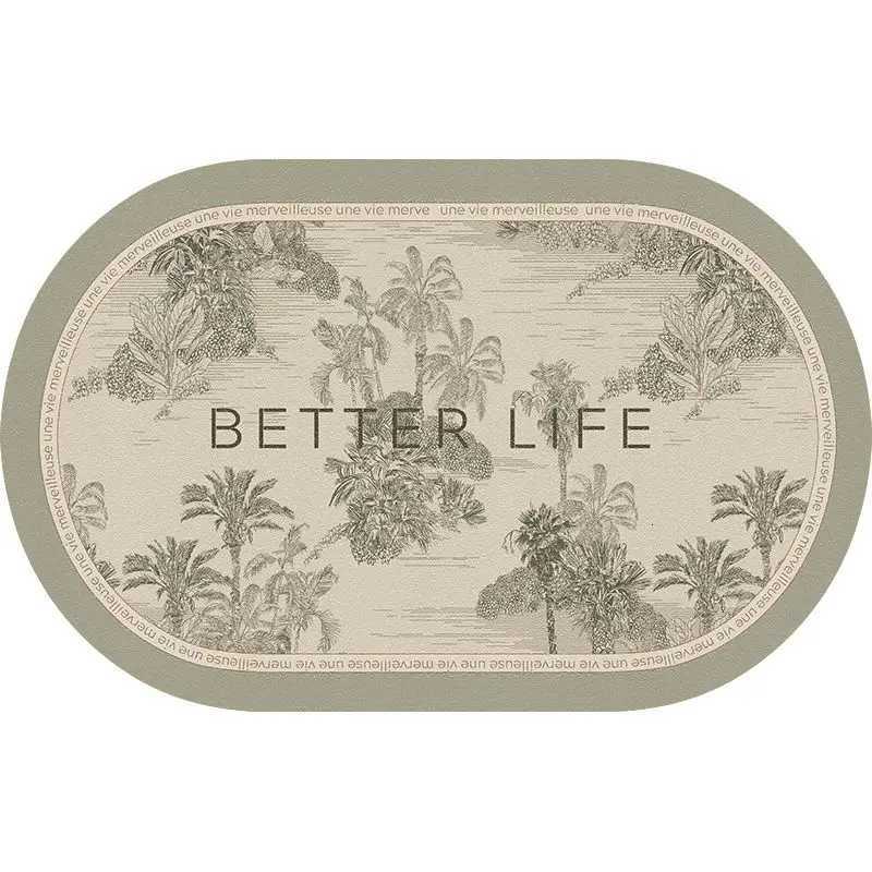 Absorbent quick-drying floor mat retro diat d non-slip cushion rubber foot mat H251129