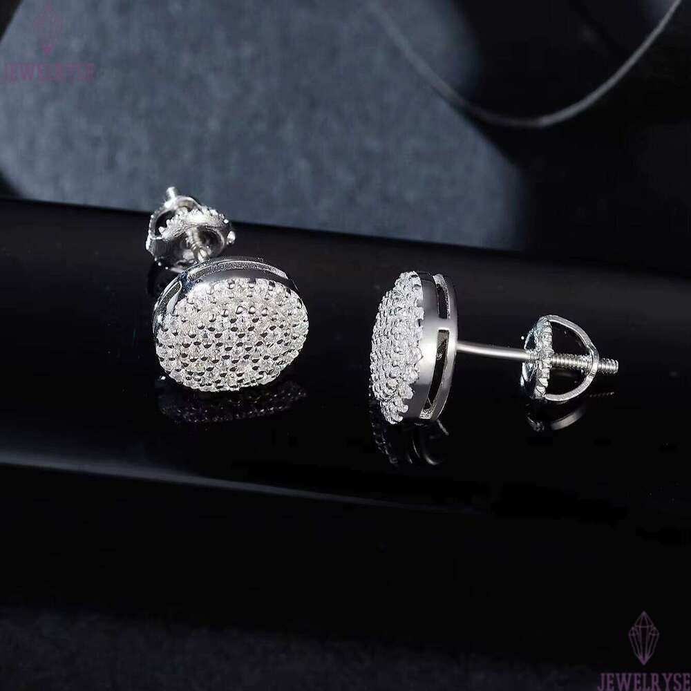 14k Solid Gold Round Brilliant Cut VVS Dia Sterling Sier Moissanite Stud Earrings for Women