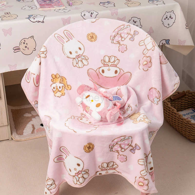 Sanrio Cartoon My Melody Warm Blanket Japanese Style Nap Blanket Portable Travel Blanket Pink Comfortable Flannel Blanket Girl H251201