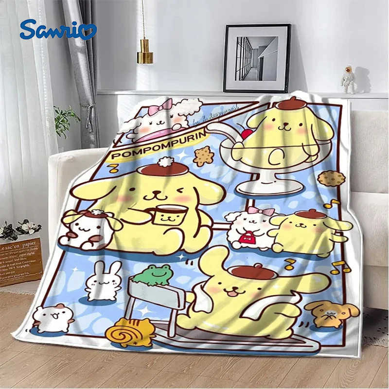 Sanrio 31 Style Pom Purin Cartoon Flannel Fluffy Soft Blankets for Children Plush Sofa Office Quilt Picnic Thin Blanket Gift H251201