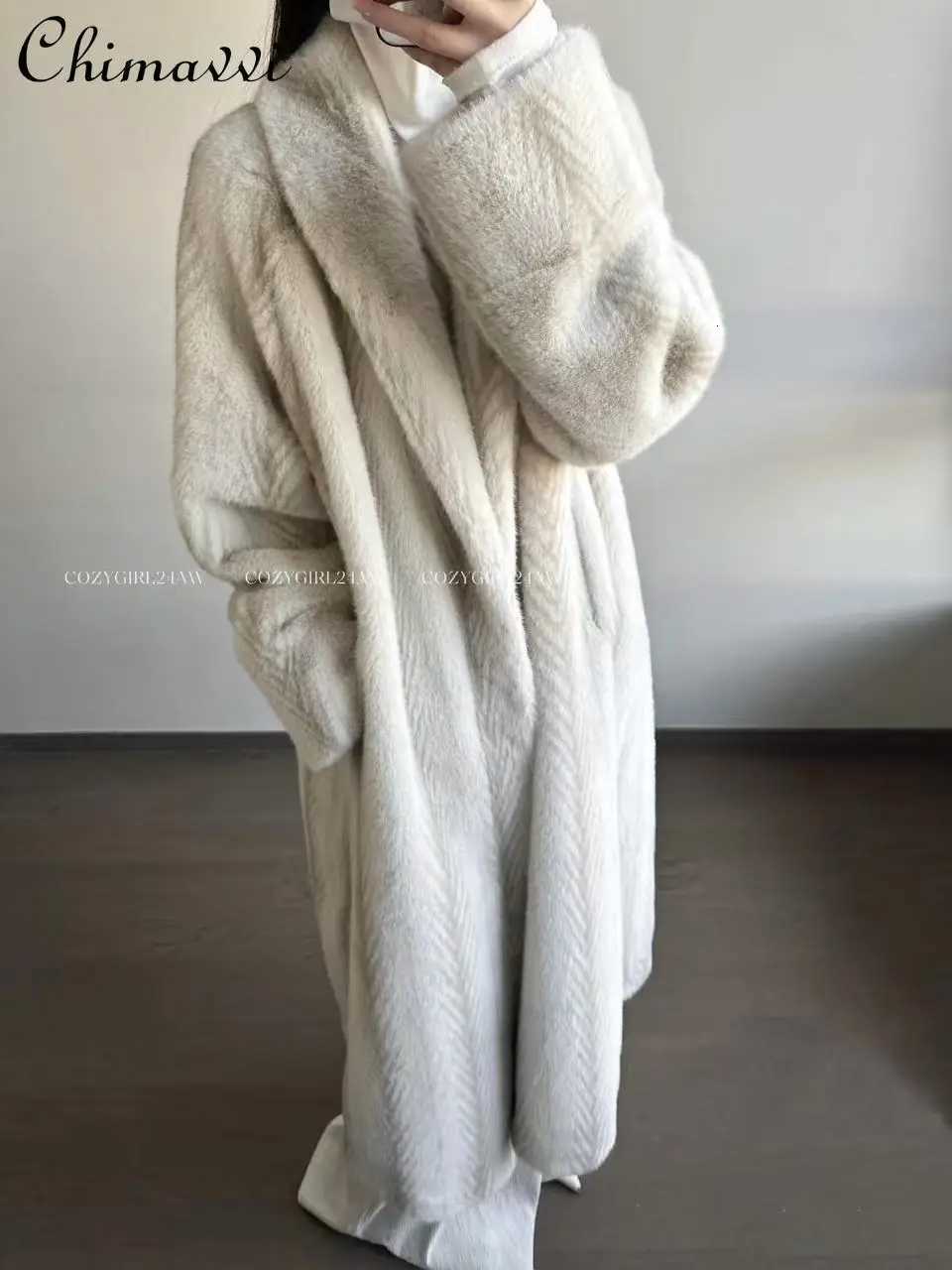 High-end Fashion Mink Fur Shearling Coat for Women 2025 Winter Clothes New Long Sleeve Loose Warm Elegant Long Fur CoatT251201