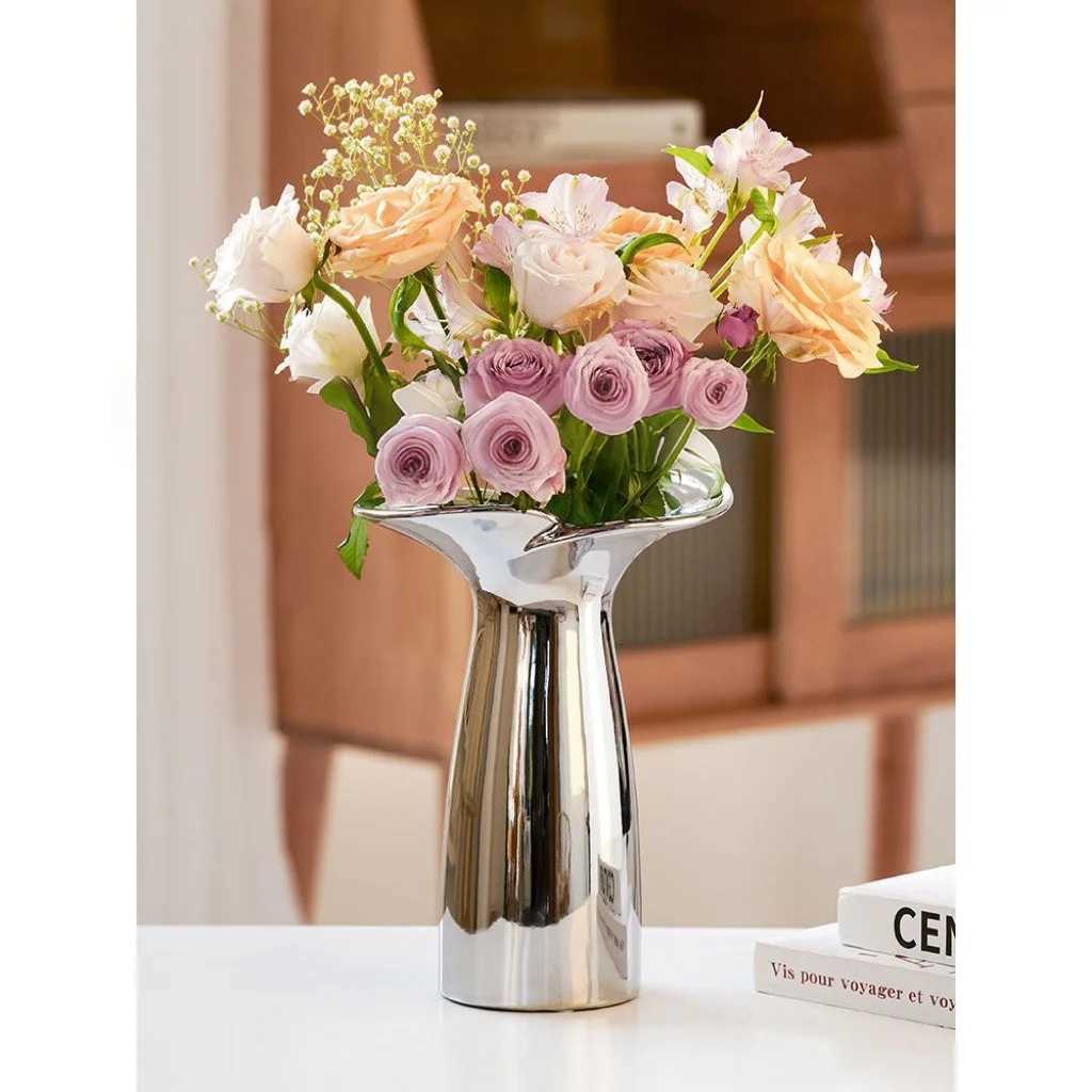 Electroplated Flower Arrangement Nordic He Wabi Sabi Style Vase He Living Ro Dining Table Decoration Housewarming Gift Y251201