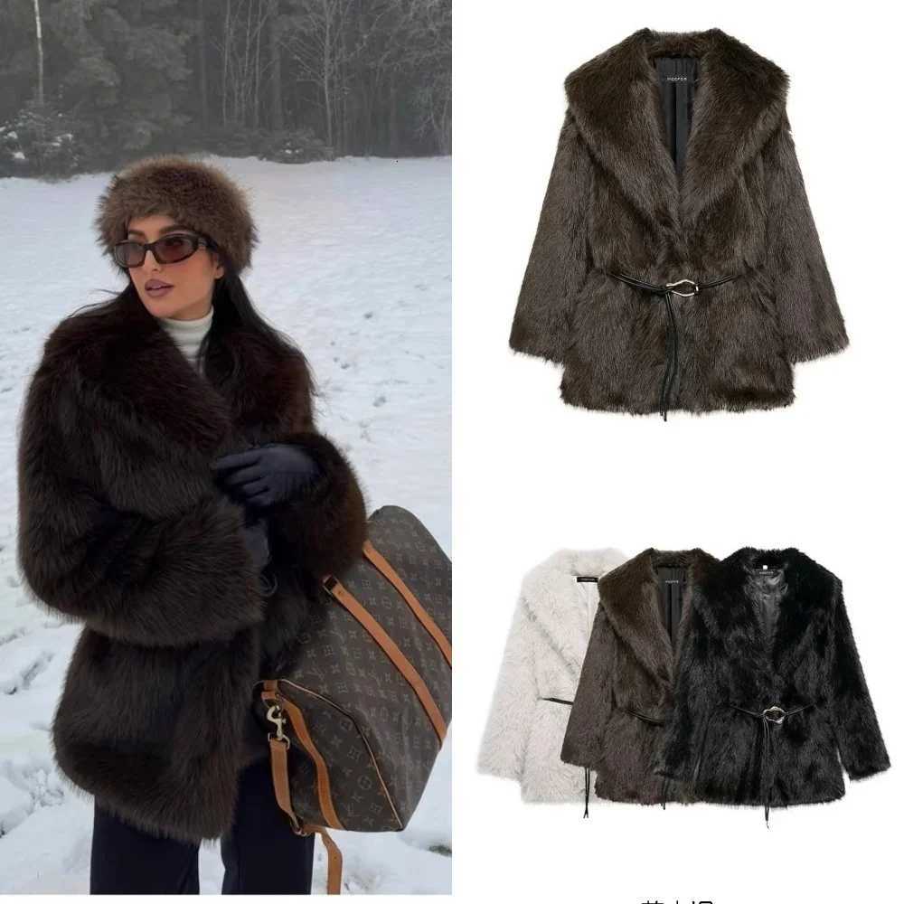 Faux Fur Winter Coats for Women Long Sleeve Fluffy Jacket Women Luxury Outerwears Streetwear Vintage Long Hairy Coat WomanT251201
