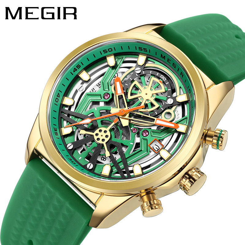 MEGIR Designer Creative Fashion Men's Quartz Watch Silicone Strap Mechanical Style Decoration Outdoor Sports Watch Business Watch 2235 Luxury Wri