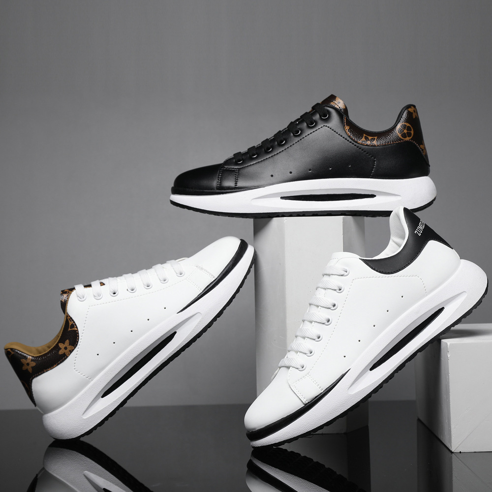 New Design Men's Casual Shoes 2025 New Style Fashionable Korean style leather board shoes Low-top lace-up classic white sneakers Casual shoes Fre