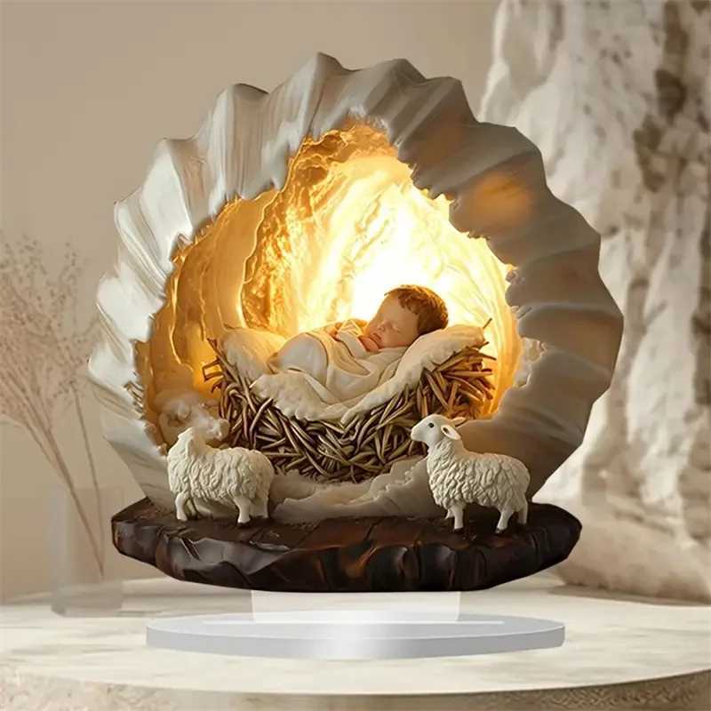 Small Nativity Scene The Birth of Jesus Decor Sleeping Baby Jesus Figurine Table Sign for He H251129