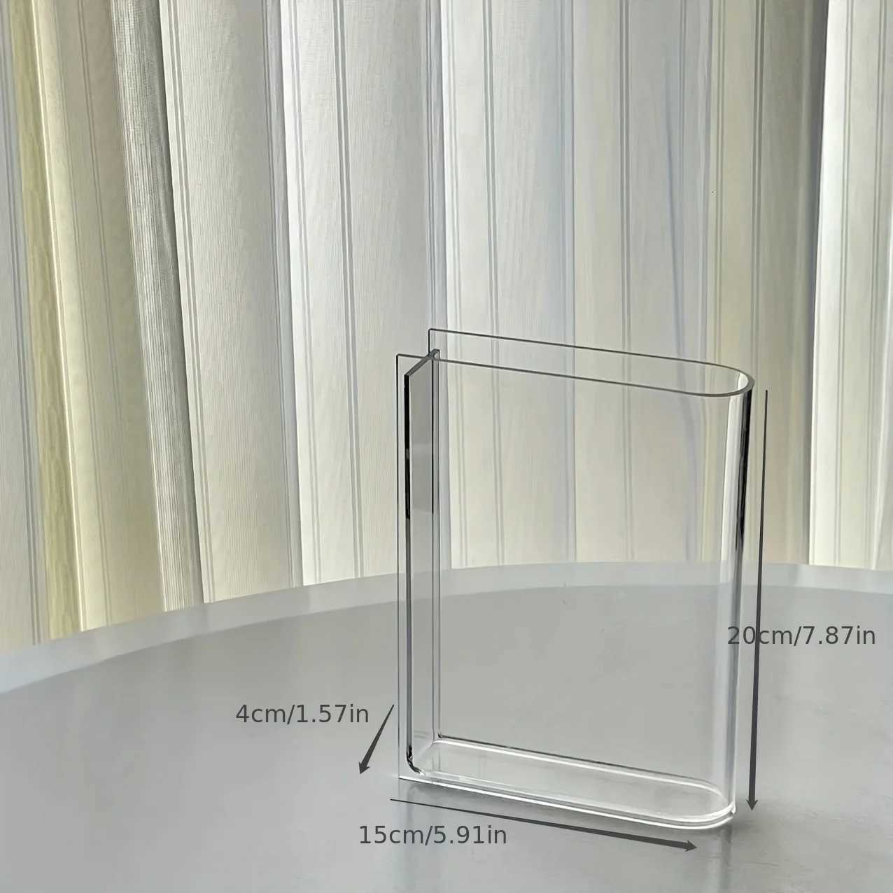 1pc Book Vase For Flowers Acrylic Clear Book Vase Book Shape Vases For Tips Transparent Book Vase Y251201