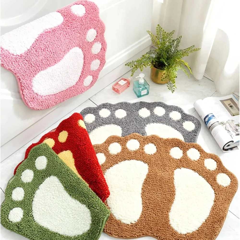 Cute Footprints Big Feet Bath Mats Pads Cartoon Style Toilet Non-slip Rug for Bathro Carpet Floor Super Absorbent Mat Foot Rug H251129