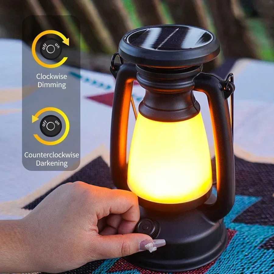 USB Rechargeable/Solar Charging Camping Light Portable Lanterns 3 Lighting Modes Atmosphere Light Outdoor Hanging Tent Light M251201