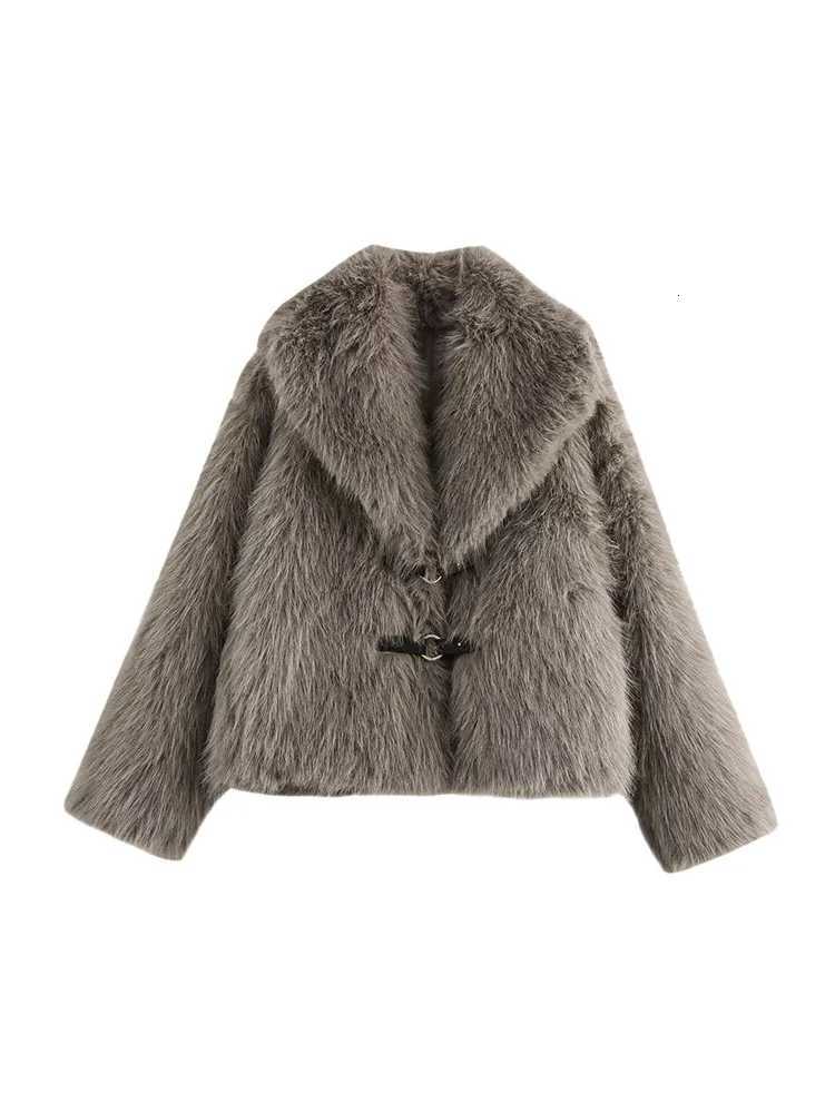 HH Female New Winter Lapel Artificial Fur Thickened Warmth Light Luxury Fashion Retro Temperament Women Short Jacket 2026T251201