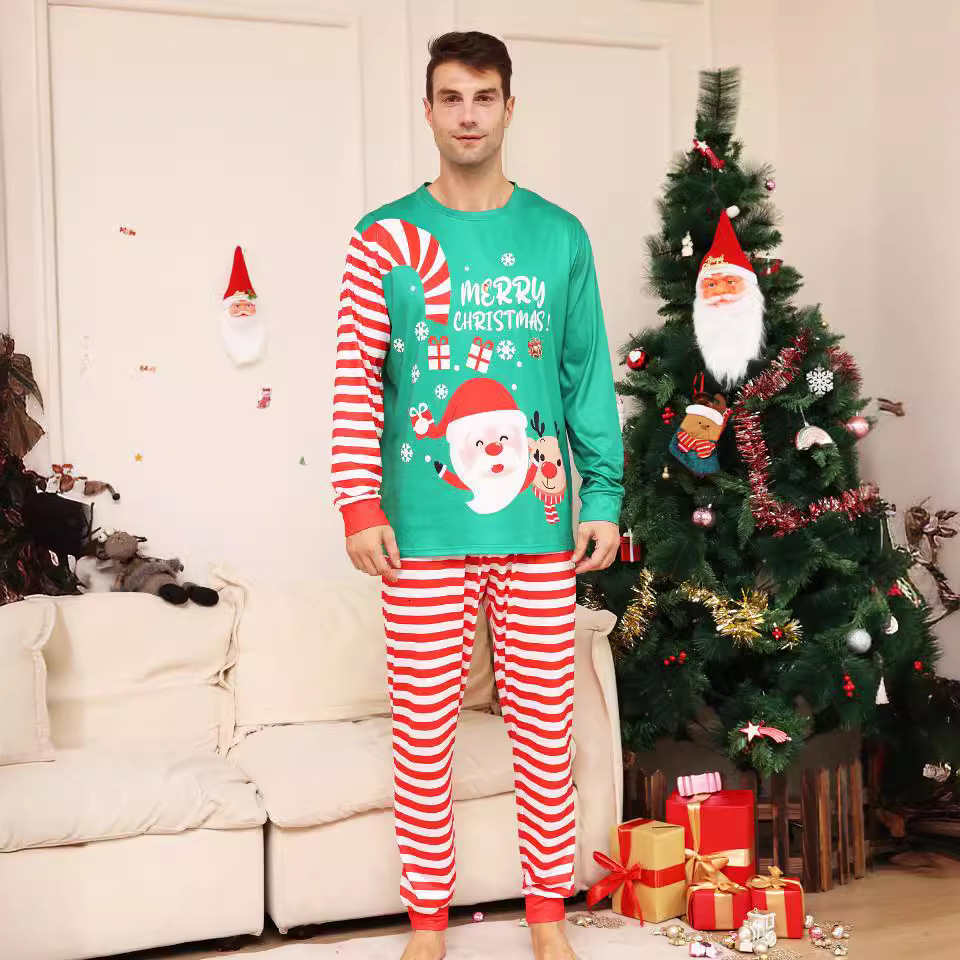 Christmas Pajamas Family Matching Outfits Adult And Kids Pyjamas Santa TopsStripe Pants Xmas Sleepwear Baby Boy Girls Romper 241028