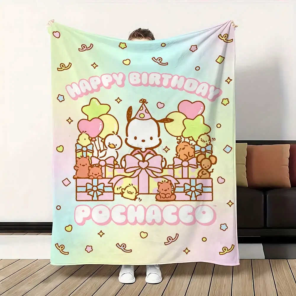 Sanrio Warm Winter Blankets for Bed Kawaii Pochaccos Bedroom Decoration Shaggy Throw Blanket Nordic Home Bedspread the Sofa Decorative H251201