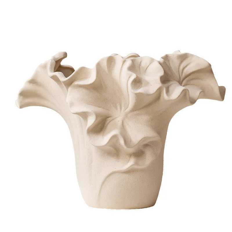 Ceramic Vase Handmade Petal Pleats Flower Vase Flower Arrangement Accessories Terrarium Flowerpot Ro Decoration Accessories Y251201