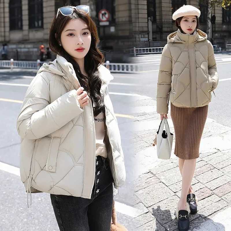 Loose Fit ort Puffer Jaet Womens Cotton down Jaet Thiened Bread Sle Coat Korean Version Large Size Stand CollarT251201