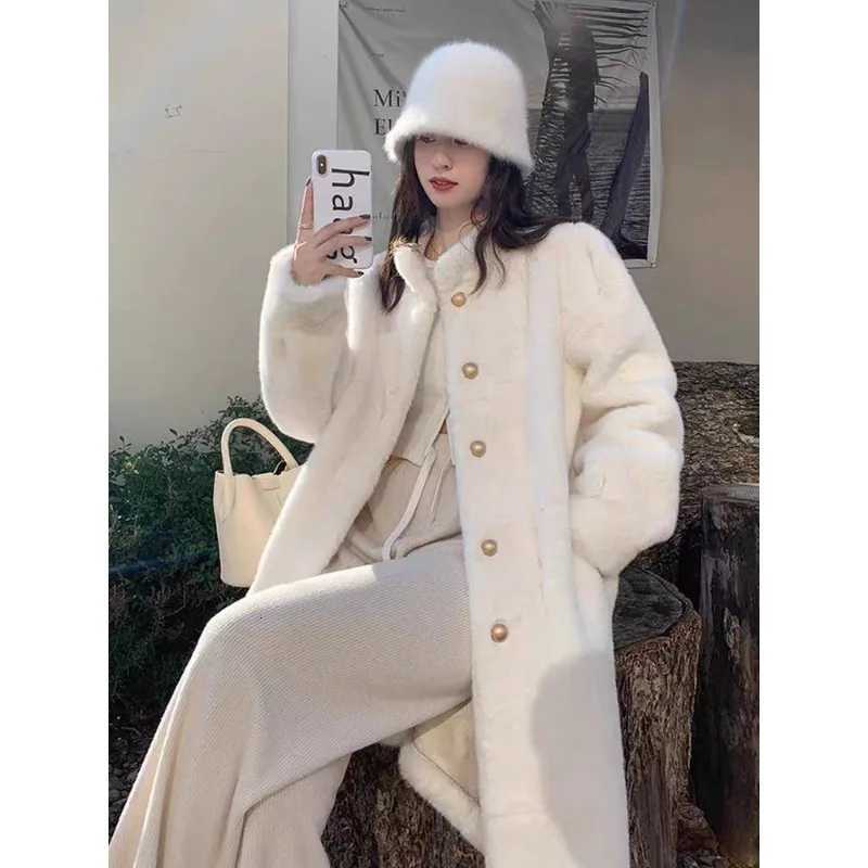 Women Winter New Mink Coat Thickened Wide Loose Lambs Wool Fur Mid-length Faux Fur Coat Luxury Comfort Warmth Winter Coat WomenT251201