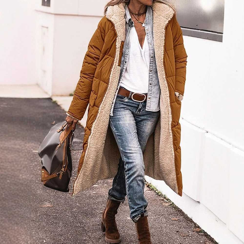 2025 Winter Fashion Coats Womens Cozy Plain Long Sleeve Jacket For Women Hooded Fleece Lining Side Pockets Casual Clothes WearT251201