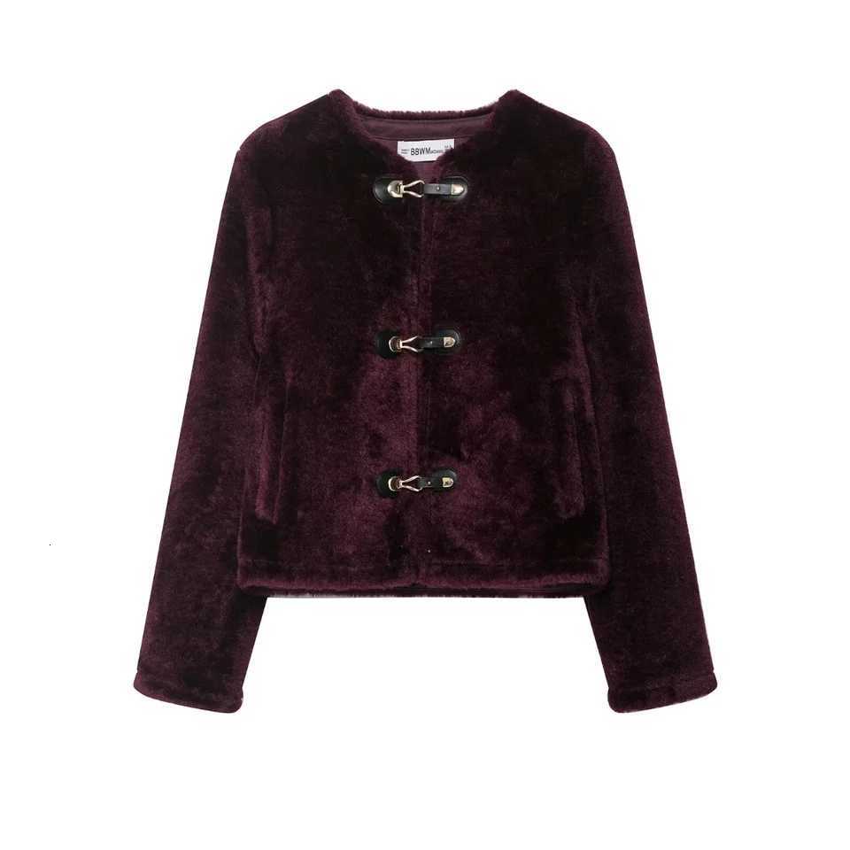 Women Double-Sided Fake Fur Short Jacket Female Loose Casual Single-Breasted Coat Autumn Winter Full Sleeve Jacket StreetwearT251201