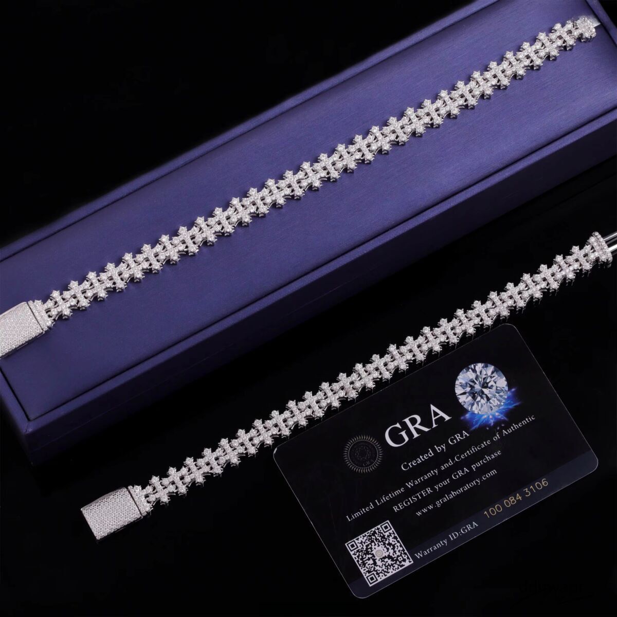 New Design Sterling Sier Gold Plated Link Bracelets Iced Out Vvs Moissanite Full Dia Cross Chain Bracelet Ddmyfeb