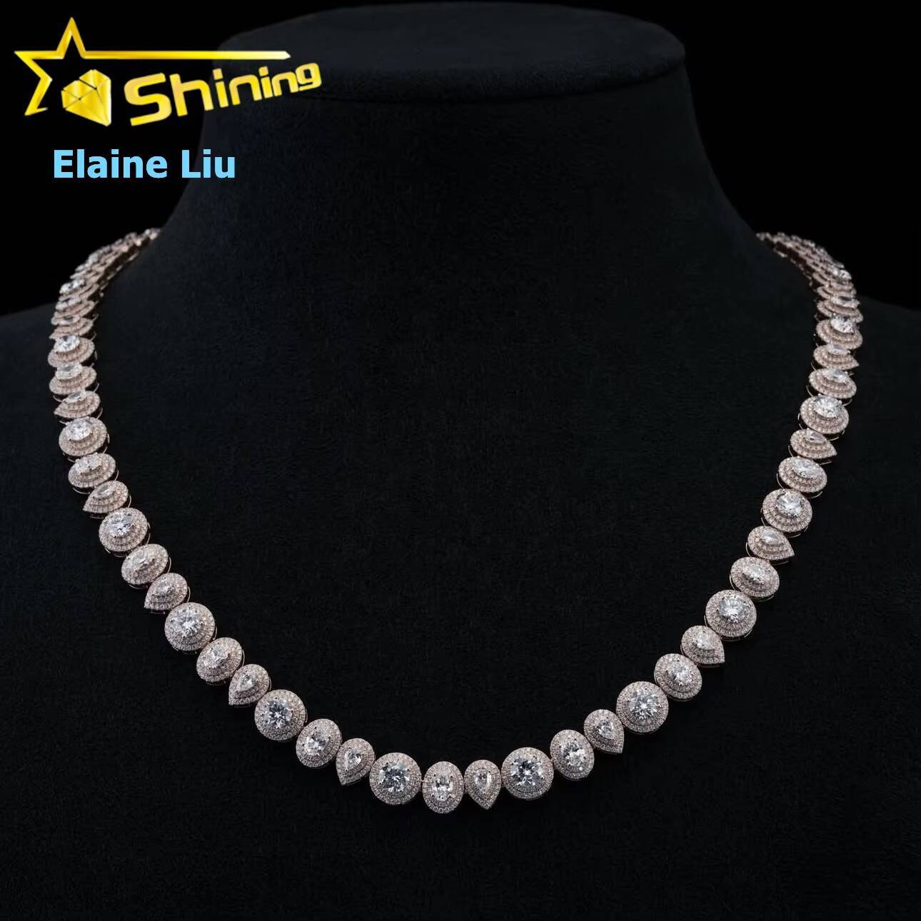 Sterling Silver Moissanite Iced Out Custom Diamond 925 Hip Hop Fine Jewelry Miami Cuban Link Chain Necklace