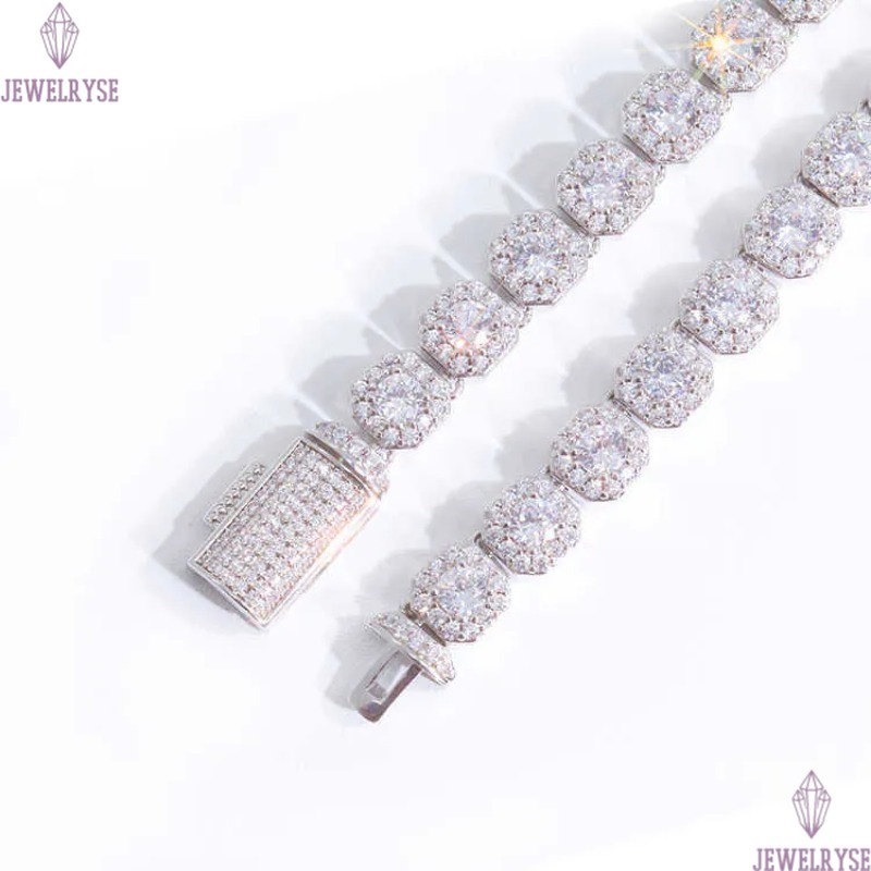 Necklace bracelet Moissanite Diamond Custom Vvs Cuban Link Chain S925 Silver 8mm 12mm Large Tennis Chain Solid Back Hiphop