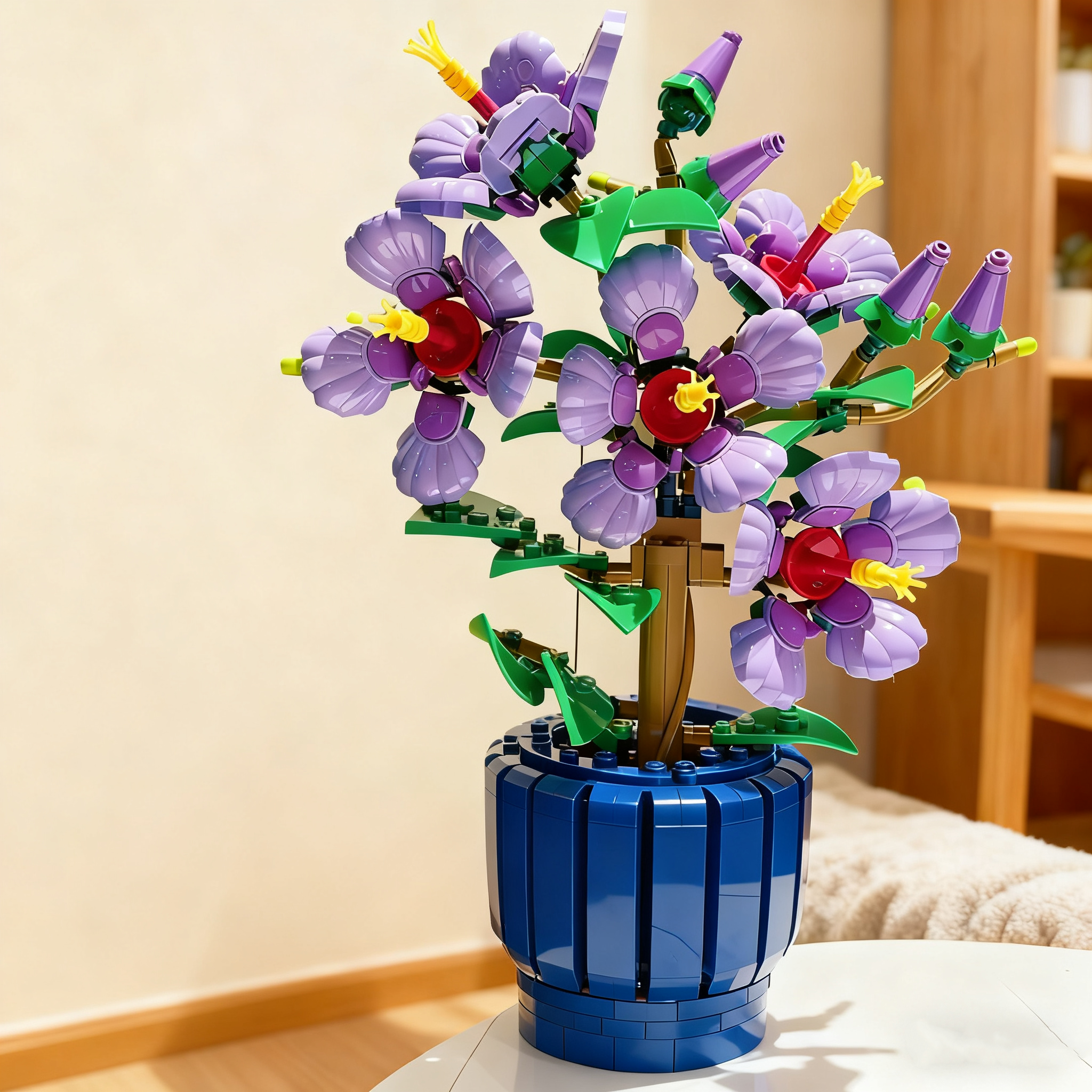 2025 new 660piece plant hibiscus flower assembly kit 5 large flower bouquets with vases Christmas decoration building blocks Birthday gift