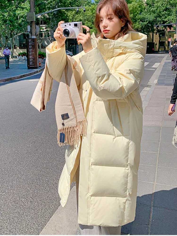 Female Down Cotton Hooded Overcoat 2025 Winter Women Jacket Coats Long Parkas Thick Warm Jackets Windproof Casual Student CoatT251201