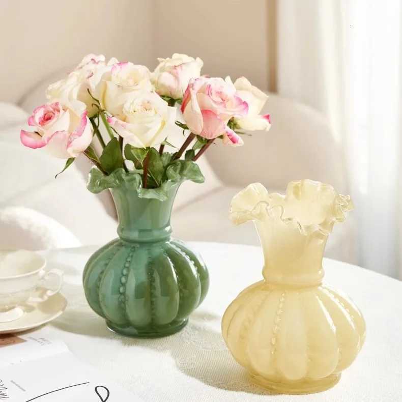 Nordic medieval vase high sense Fenton pumpkin high value flower arrangement decorative ornament style ins style Y251201