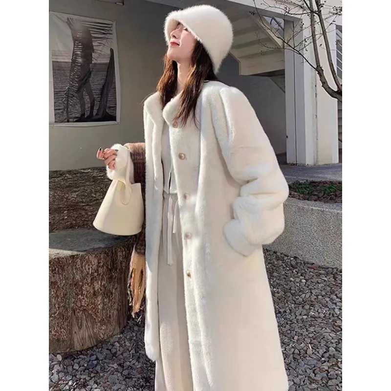 Women Winter New Mink Coat Thickened Wide Loose Lambs Wool Fur Mid-length Faux Fur Coat Luxury Comfort Warmth Winter Coat WomenT251201