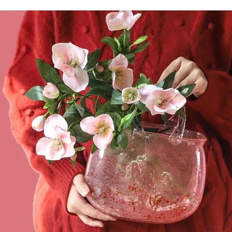 Vase Hand Basket Bag Clear Bottle Terrarium Flower Hydroponics He Decoration Accessories Vases Pots Y251201