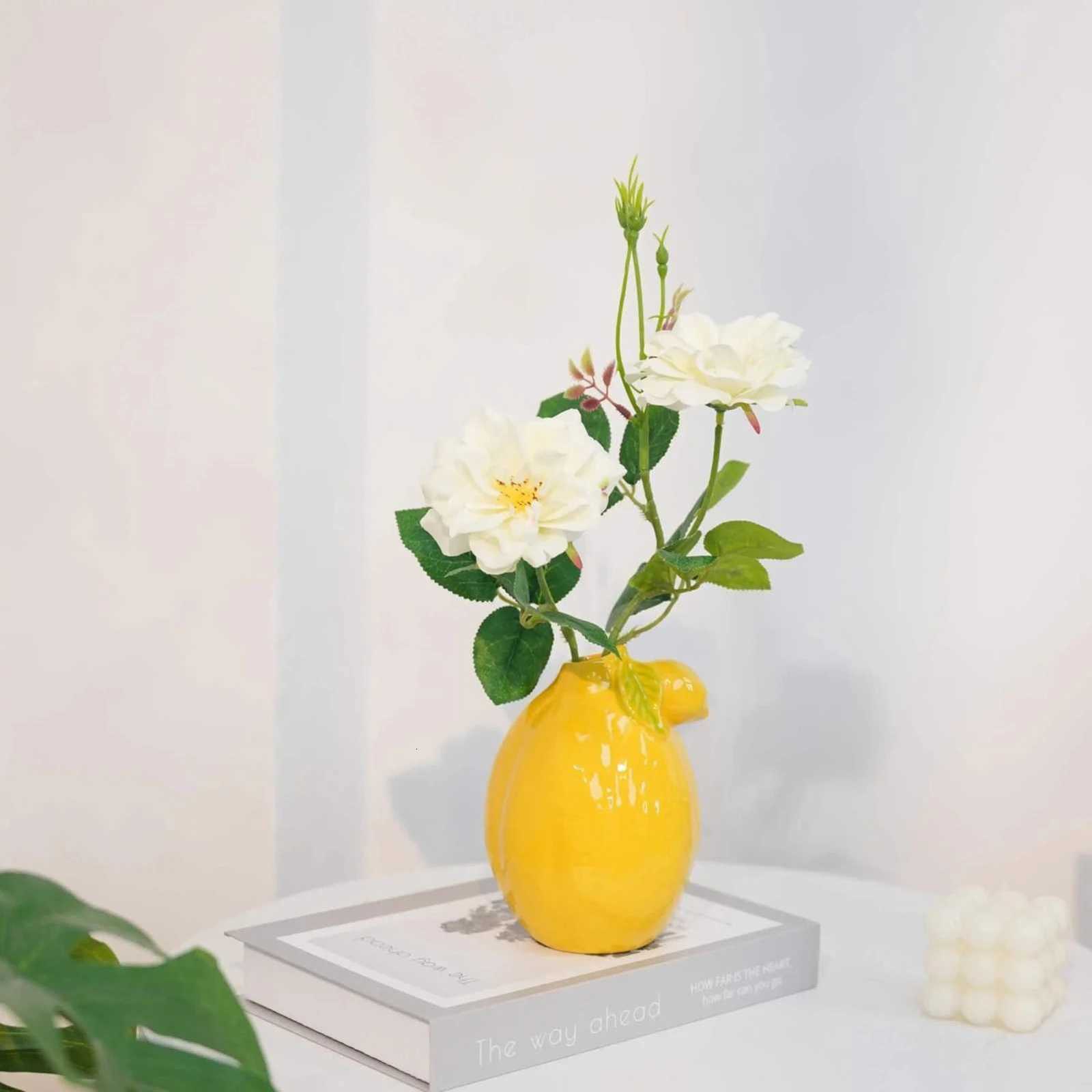 Lemon Ceramic Vase Nordic Ins Feng Shui Ctivation Flower Vase He Fresh Desktop Decoration Crafts He DIY Decor Y251201