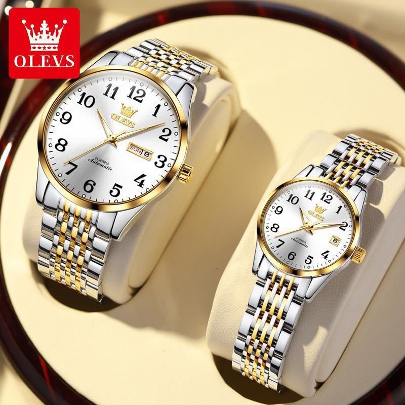 OLEVS Designer High-end Couple Watch Luxury Waterproof Night Light Dual Calendar Men's Watch Women's Business Watch Free Shipping Wholesale