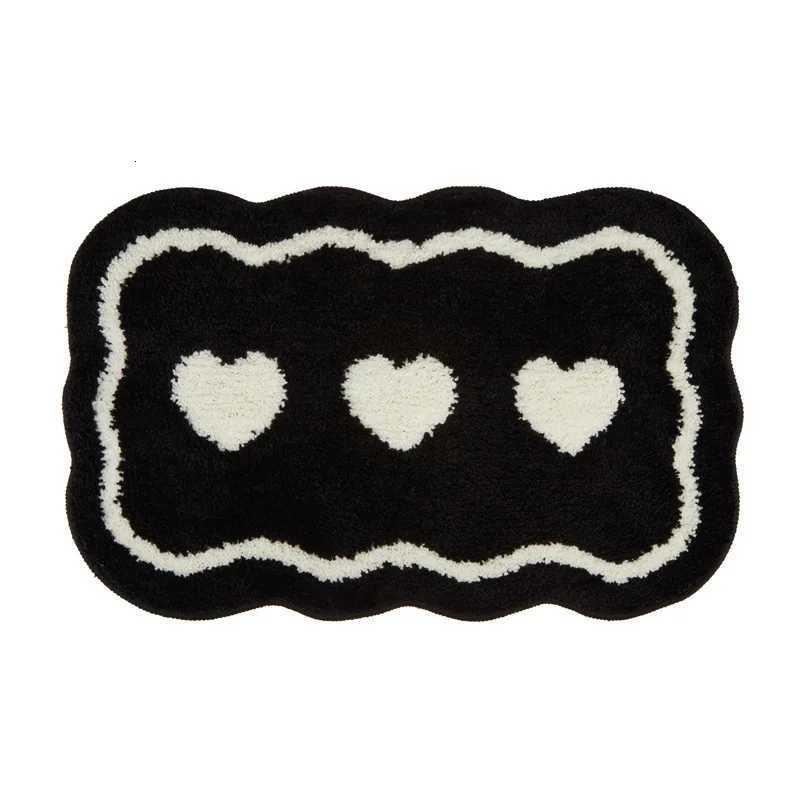 Inyahe Black and White Flower Shaped Bathro Rugs Bathmats Luxury High Absorbent and Anti Slip Indoor Floor Carpet H251129