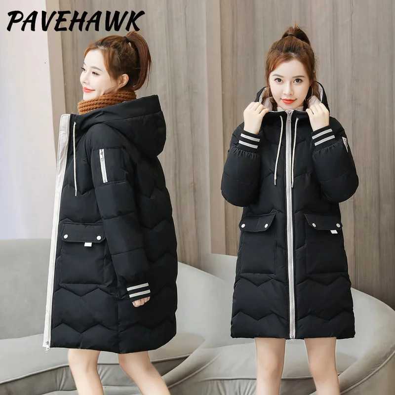Women Warm Thick Hooded Parkas Winter Loose Casual Long Sleeve Jackets Basic Zipper Fashion Padded Long Coat Female ClothesT251201