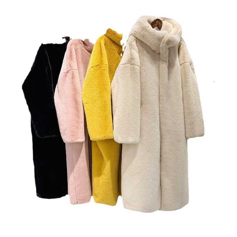 Faux Fur Coat for Women 2026 New Winter Style Faux Mink Mid-length Slimming Rabbit Fur Knee-length Fleece CoatT251201